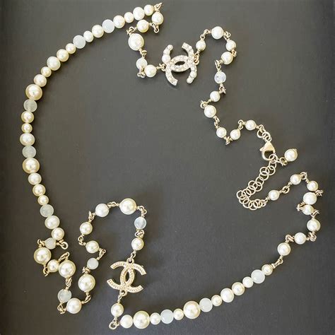 chanel faux pearl cc necklace|pre owned chanel pearl necklace.